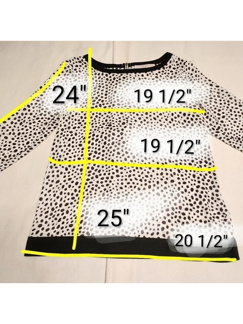 Ann Taylor LOFT White Black Dot Woven Blouse Small